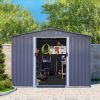 Outdoor Storage Shed 8 x 6 FT Large Metal Tool Sheds, Heavy Duty Storage House with Sliding Doors with Air Vent for Backyard Patio Lawn to Store Bikes