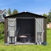 Metal garden sheds 10ftÃ—8ft outdoor storage sheds Brown + Black