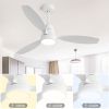 52 Inch Integrated LED 3 Wood Fan Blade Ceiling Fan with Light Kit and 6 Speed Remote Control