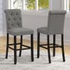 Leviton Solid Wood Tufted Asons Barstool, Set of 2, Grey