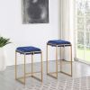 Blue and Gold Square Counter Height Stools (Set of 2)