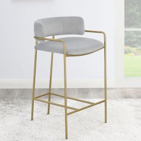 Grey and Gold Low Back Upholstered Stool