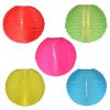 Set of 5 Multi-Color Chinese Lantern Garden Patio Lights - White Wire