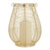 DecMode Gold Metal Decorative Candle Lantern with Thin Metal Handle