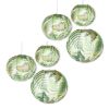 Gerson Set of Six Assorted Paper Tropical Plant Pattern Lanterns with Built in LED Light