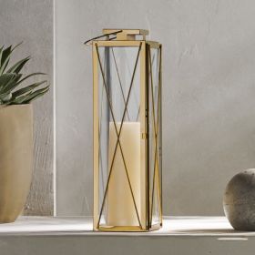 Demijen Stainless Steel 22" Lantern, Gold