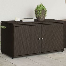 Patio Storage Cabinet Brown 43.3"x21.7"x23.8" Poly Rattan