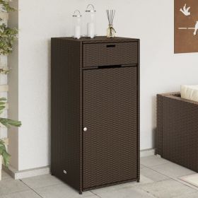 Patio Storage Cabinet Brown 21.7"x21.7"x43.7" Poly Rattan