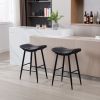 Bar Stools Set of 2 Armless Counter Low Bar Stools Without Back Modern PU Leather Stools with Metal Leg and Footrest ,Black