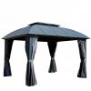 Outdoor Gazebo 10'x12', Permanent Hardtop Gazebo with Aluminum Frame for Patios Deck Backyard, Galvanized Steel Double Roof