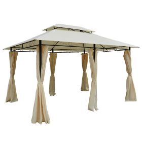 10' x 13' Patio Gazebo, Outdoor Gazebo Canopy Shelter with Curtains, Vented Roof, All-Weather Steel Frame, for Garden, Lawn, Backyard and Deck