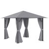 10' x 10' Patio Gazebo Aluminum Frame Outdoor Canopy Shelter with Sidewalls, Vented Roof for Garden, Lawn, Backyard, and Deck, Gray