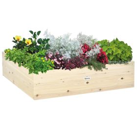 Wooden Raised Garden Bed Kit, Elevated Planter Box with Bed Liner for Backyard, Patio to Grow Vegetables, Herbs, and Flowers, 4' x 4' x 12"