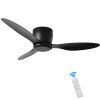 42" Flush Mount Ceiling Fan without light, 3 Reversible Blades, with 6 Speeds Reversible DC Motor