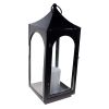 S4O 12" Metal Hanging Lantern with Glass + LED Candle Table Home Festival Decor / Black