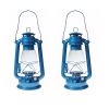 Lot of 2 - Hurricane Kerosene Oil Lantern Emergency Hanging Light Lamp - BLUE 12 Inches