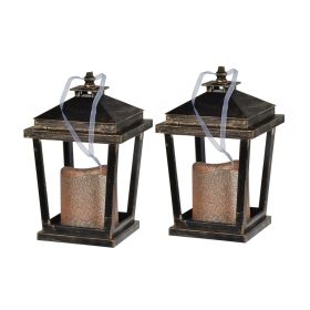 Set of 2 Menifee Lantern with Led Candle, Short 5x5x8.5"