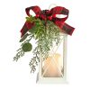 Nearly Natural 12" Holiday Lantern with Berries, Pine Artificial Christmas Arrangement, Green