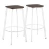 Clara Industrial Square Barstool in Vintage White Metal and Espresso Wood-Pressed Grain Bamboo by LumiSource - Set of 2