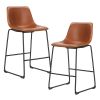 Sweetcrispy 26 inch Counter Height Bar Stools Set of 2 Leather Barstool with Back and Metal Leg Modern Bar Stools for Kitchen Island Pub Living Room