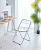 White Clear Transparent Folding Chair Chair Pc Plastic Living Room Seat 32 H x 17W x 18 D