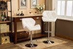 Glasgow Contemporary Tufted Adjustable Height Hidraulic Bar Stools, Set of 2, White