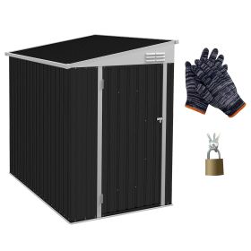 Outsunny 4' x 6' Metal Outdoor Storage Shed, Lean to Storage Shed, Garden Tool Storage House with Lockable Door and 2 Air Vents for Backyard, Patio