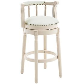 Bar Stools Seat Height 29.5'' Leather Wooden Bar Stools(WHITE 1pc)