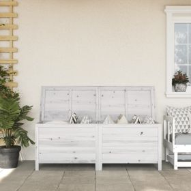 Patio Storage Box White 59.1"x19.7"x22.2" Solid Wood Fir