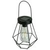 7.5" Black Geometric Outdoor Hanging Solar Lantern with Handle - 7.5