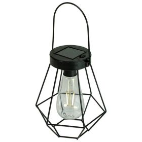 7.5" Black Geometric Outdoor Hanging Solar Lantern with Handle - 7.5