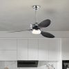 52'' ABS Blades Ceiling Fan with Lights and Remote (6 Speeds Adjustable) , DC Motor Modern Ceiling Fan with 3 ABS Fan Blades & 2 Down Rods