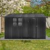 Metal garden sheds 10ftx8ft outdoor storage sheds Dark-grey with window