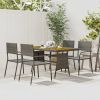 5 Piece Patio Dining Set Poly Rattan Gray