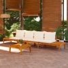 Patio Benches with Cream White Cushions 2 pcs Acacia Wood