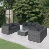 7 Piece Patio Lounge Set with Cushions Poly Rattan Gray