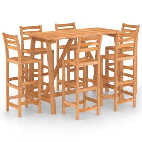 7 Piece Patio Bar Set Solid Acacia Wood