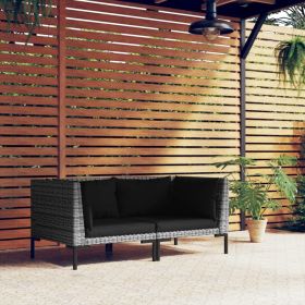 Patio Sofas 2pcs with Cushions Half Round Poly Rattan