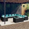 13 Piece Rattan Patio Lounging Set With Cushions