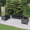 7 Piece Patio Lounge Set with Cushions Poly Rattan Dark Gray