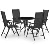 5 Piece Patio Dining Set Aluminum and Textilene Black