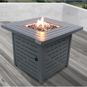 LSI 25" H Steel Outdoor Fire Pit Table with Lid ( Grey )