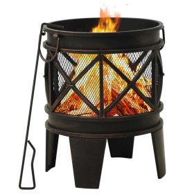 Rustic Fire Pit with Poker Î¦16.5"21.3" Steell