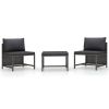 3 Piece Patio Sofa Set with Cushions Gray Poly Rattan