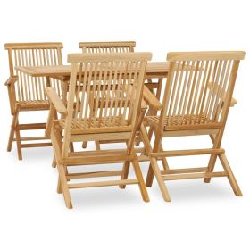 5 Piece Garden Dining Set Solid Wood Teak