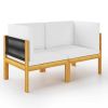 2-seater Patio Bench with Cushions Solid Acacia Wood