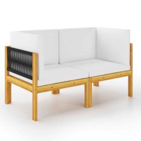 2-seater Patio Bench with Cushions Solid Acacia Wood