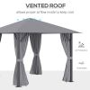 10' x 10' Patio Gazebo Aluminum Frame Outdoor Canopy Shelter with Sidewalls, Vented Roof for Garden, Lawn, Backyard, and Deck, Gray