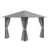 10' x 10' Patio Gazebo Aluminum Frame Outdoor Canopy Shelter with Sidewalls, Vented Roof for Garden, Lawn, Backyard, and Deck, Gray