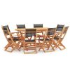 9 Piece Folding Eucalyptus Wood Patio Dining Set